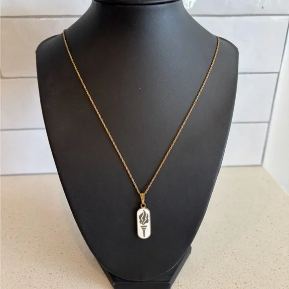 LDS Mormon Enamel Young Woman Torch Pendant Charm Necklace 14k GF Chain - Picture 6 of 10